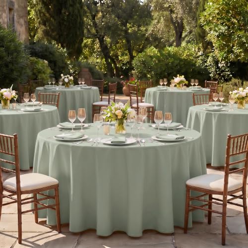 Fitable 6 Pack Sage Green Round Tablecloths - 70 Inches Round - Wrinkle and Stain Resistant Fabric Table Clothes, Washable Polyester Table Covers for Wedding, Party, Banquet, Formal Events by Fitable - Used condition - Image 6