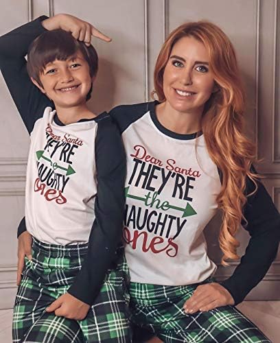 IFFEI Matching Family Pajamas Sets Christmas PJ's Letter Print Top and Plaid Bottom Sleepwear Jammies with Pockets - Image 5