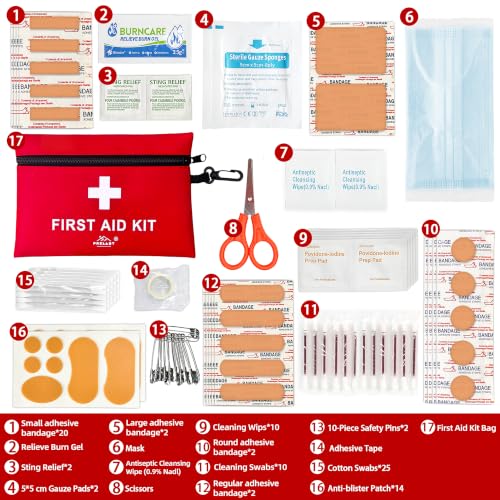 152 Piece Small First Aid Kit, Travel Size First Aid Kit TSA Approved, Mini Forst aid kit for Home, Car, Travel, Camping, Truck, Sports, Office, Hiking Med Kit for Backpack
