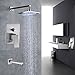 Rozin Bath LED light 8-inch Top Rainfall Shower Set with Tub Spout Tap Brushed Nickel