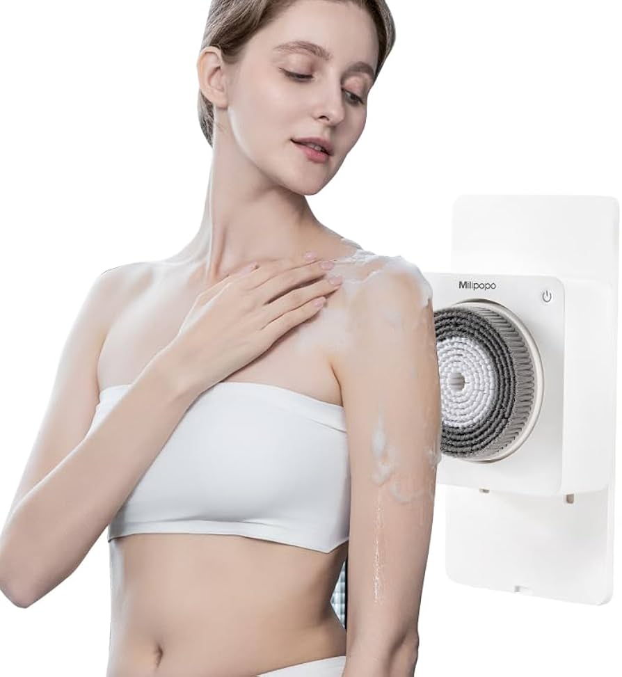 【未使用品】Milipopo 電動背中ブラシ 壁掛け式 Amazon | Milipopo 電動背中ブラシ ：壁掛け式 バスブラシ - 15cm高さ