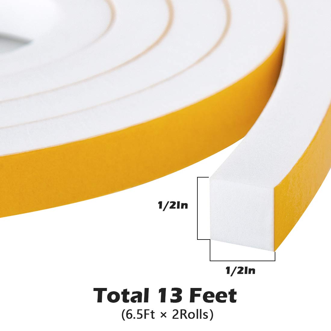 2 Rolls Self Adhesive Foam Tape Weatherstrip 13mm(W) X3mm(T) X10.1m (L - View #9