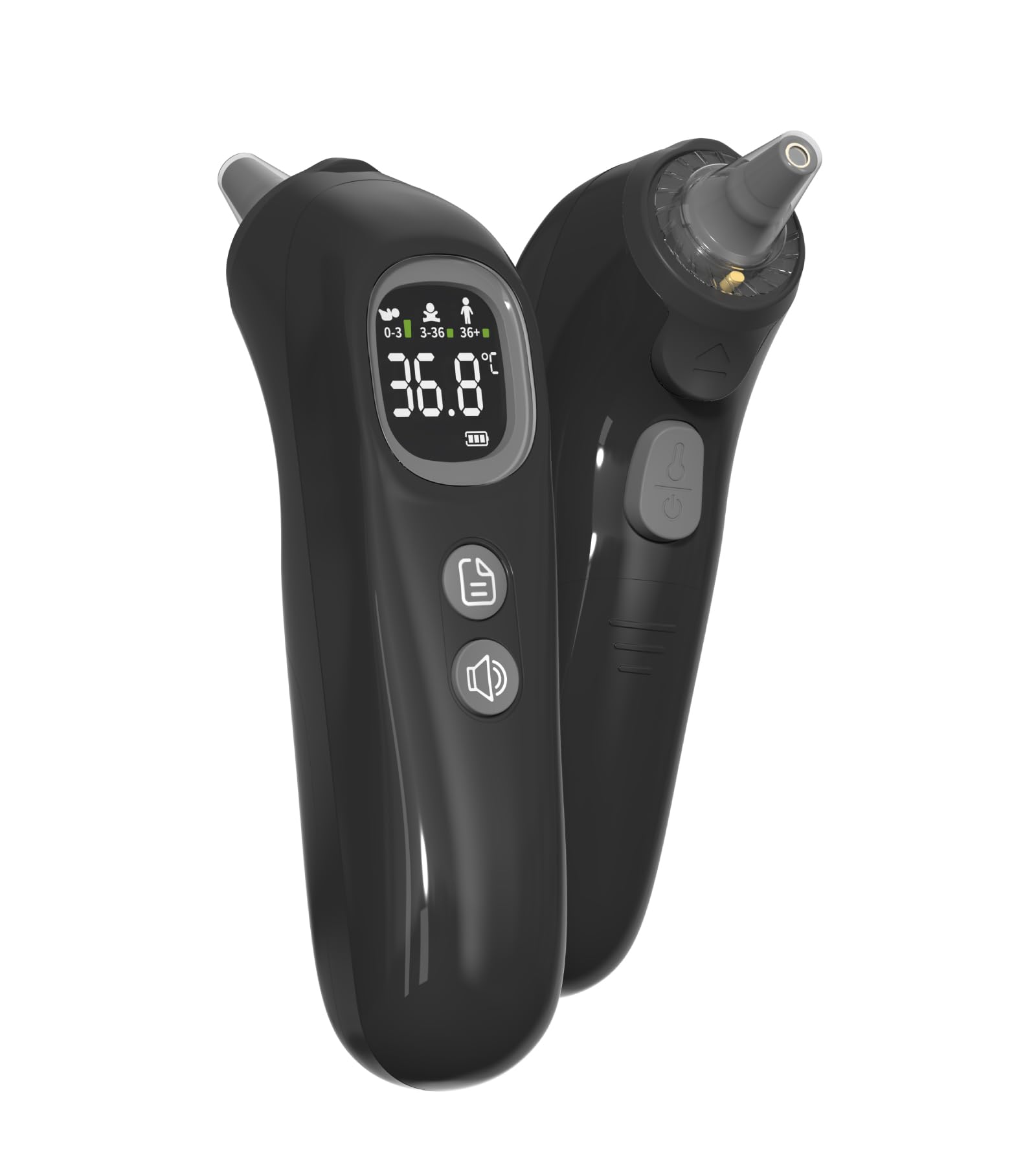 Thermomètre Auriculaire Haute Précision - Mesure en 1 Seconde - Guidage Intelligent par Tranche d'Âge - Mode Silencieux - Thermomètre Numérique pour Enfants et Adultes - 20 Embouts Jetables Inclus
