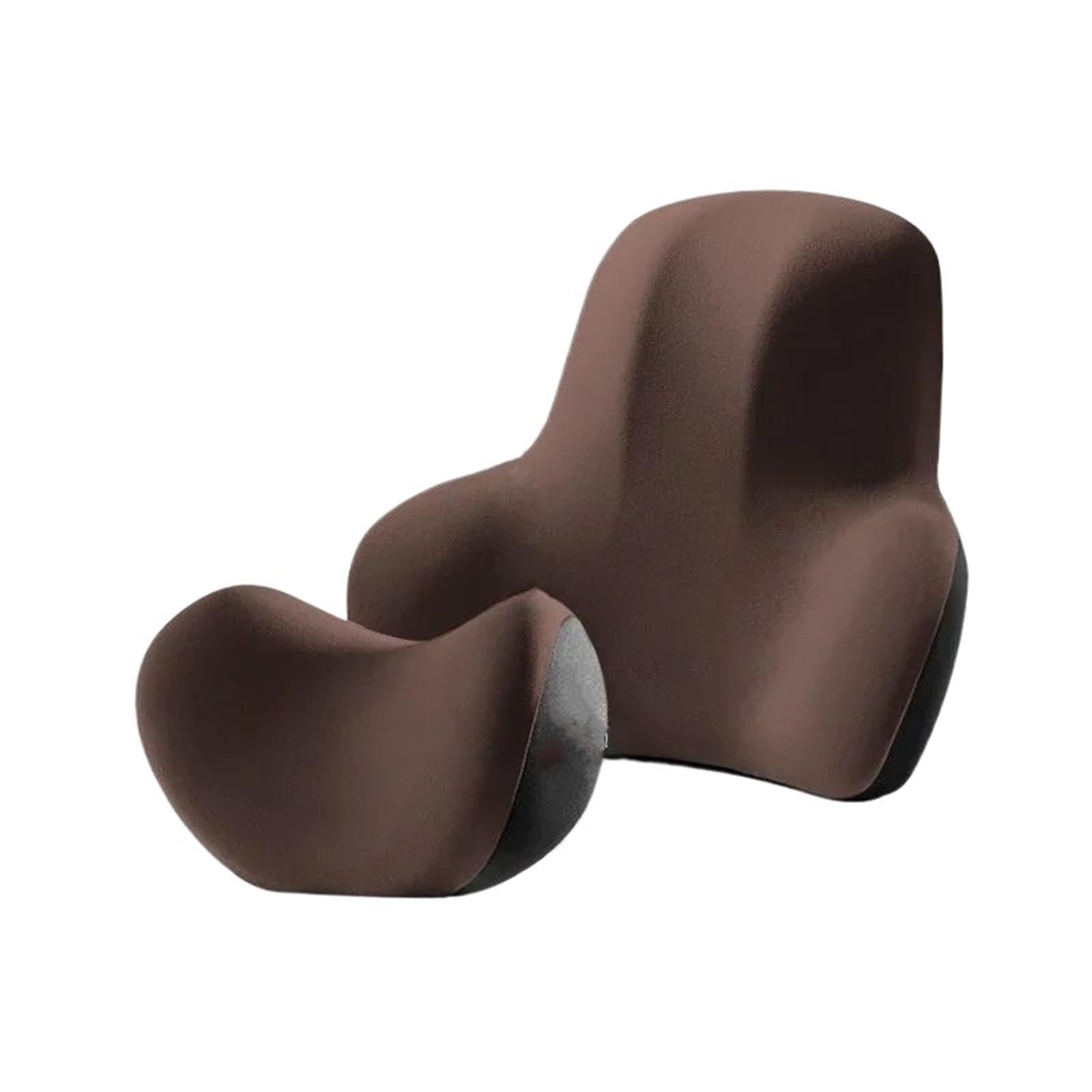 Cervical Reposacabezas Cojín para reposacabezas de Coche, Almohada Soporte Lumbar Espuma viscoelástica, Suave para el Cuello, cómoda para Viajes en casa y Oficina(Brown Suit)