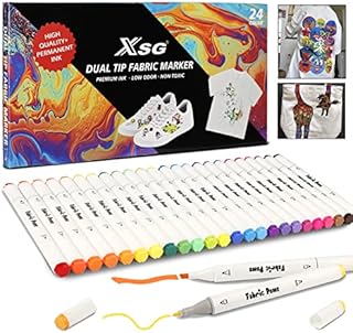 Fabric Pens,24 Fabric Permanent Marker Pens for Shoes & Clothes,Dual Tip Craft Paint Pens Art Markers for Kids Adult Painting