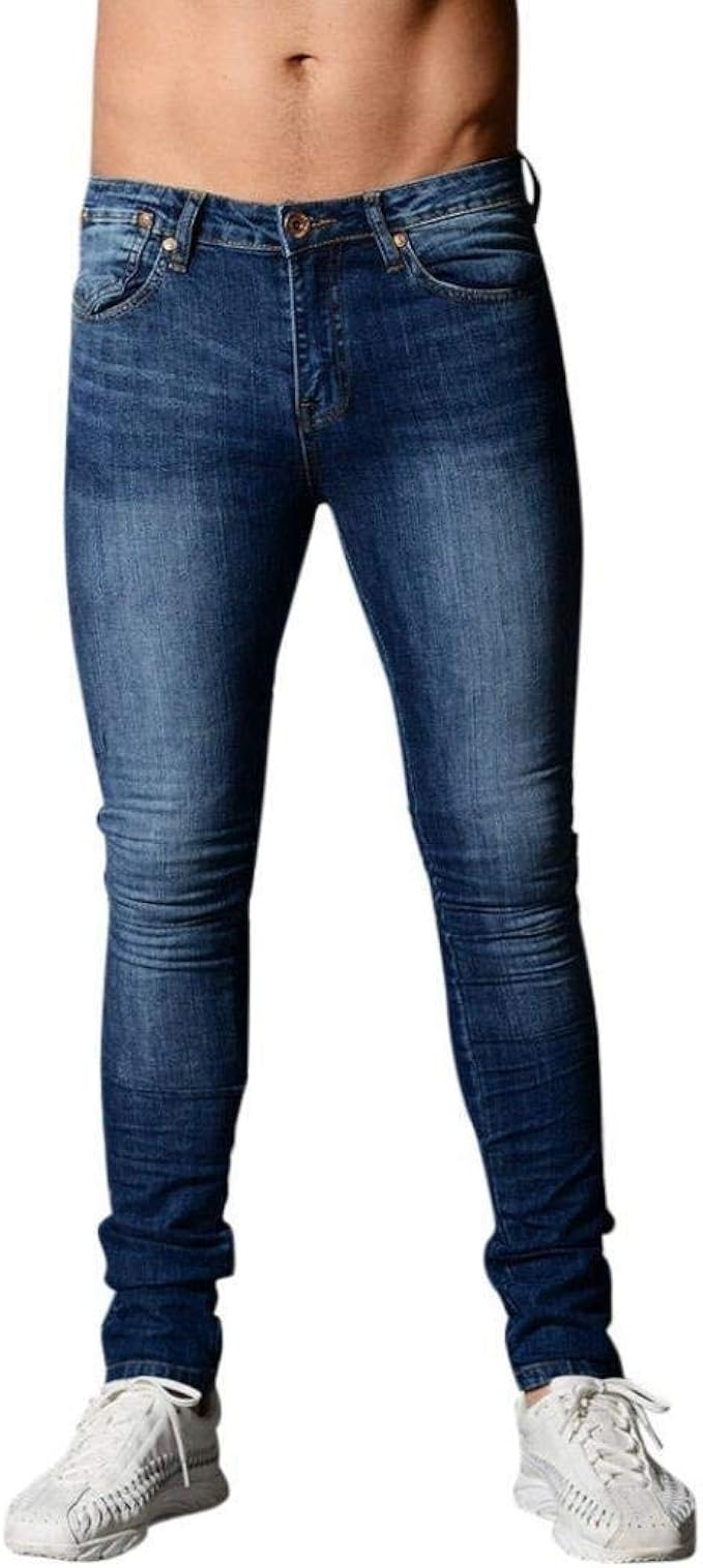 Huixin Pantaloni Slim Fit da Uomo Elasticizzati in Denim Pantaloni