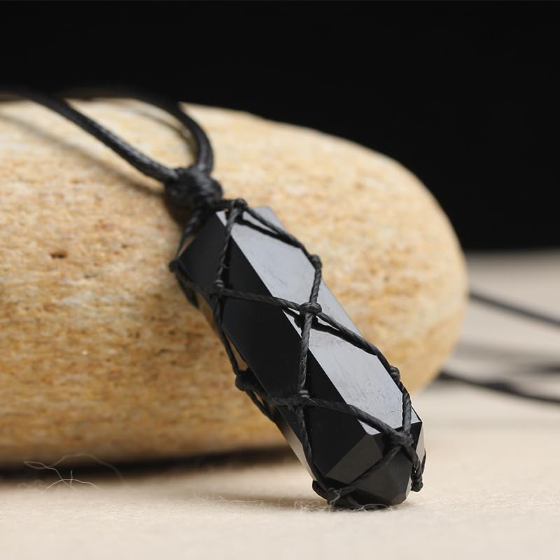 Miniatura 2 de Sofiacreations Black Obsidian Necklace, Natural Obsidian Pendant Necklace, Healing Protection Balance Strength Necklace Jewelry, Handmade Adjustable