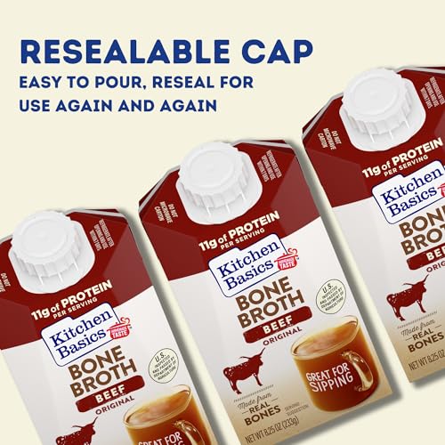 Kitchen Basics Original Beef Bone Broth, 8.25 oz Carton, (Pack of 12)