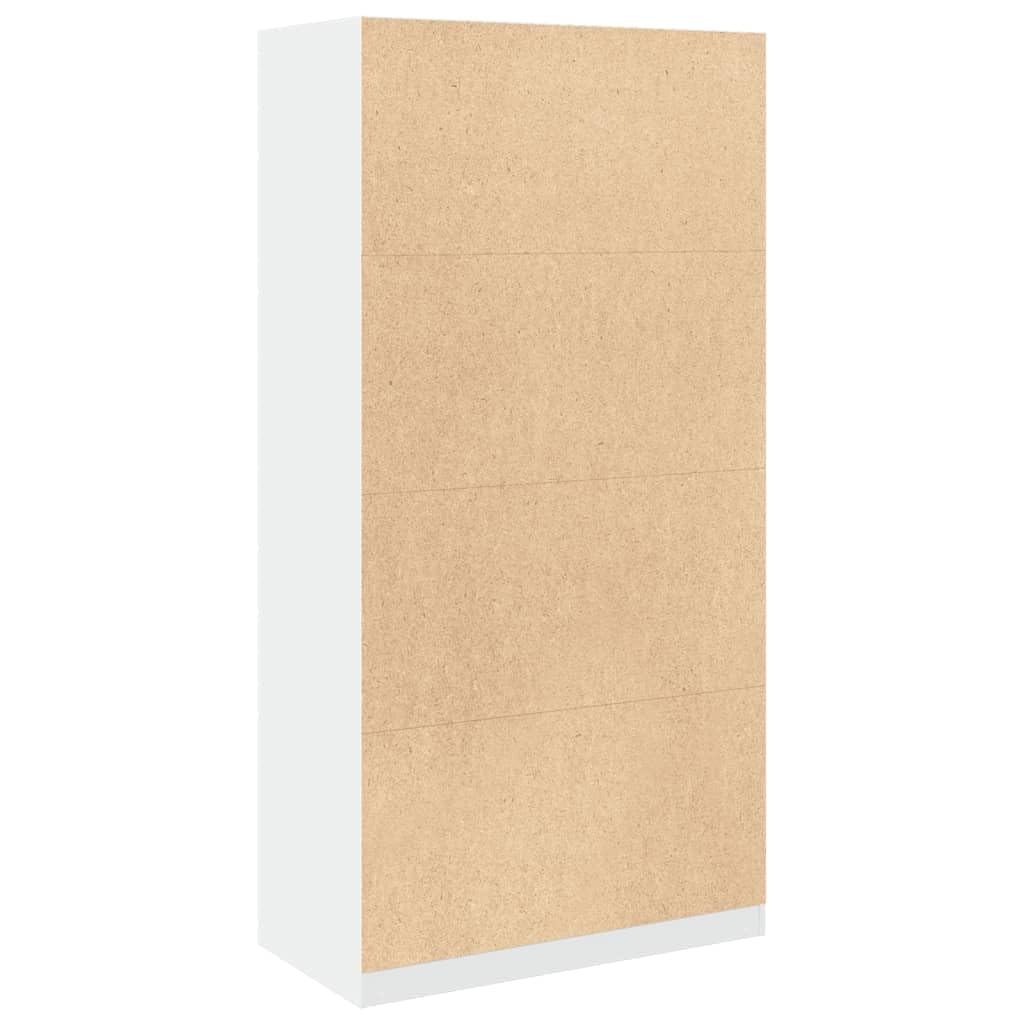Szafa na ubrania z drewna obrabianego biała z 5 półkami 100 x 50 x 200 cm
