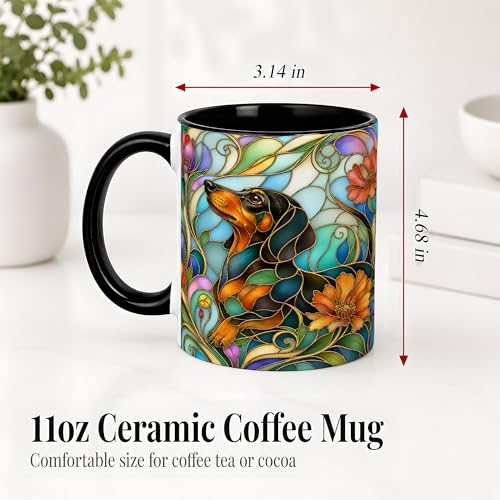 Taza de cerámica con diseño de perro dachshund 11 oz miniatura 3