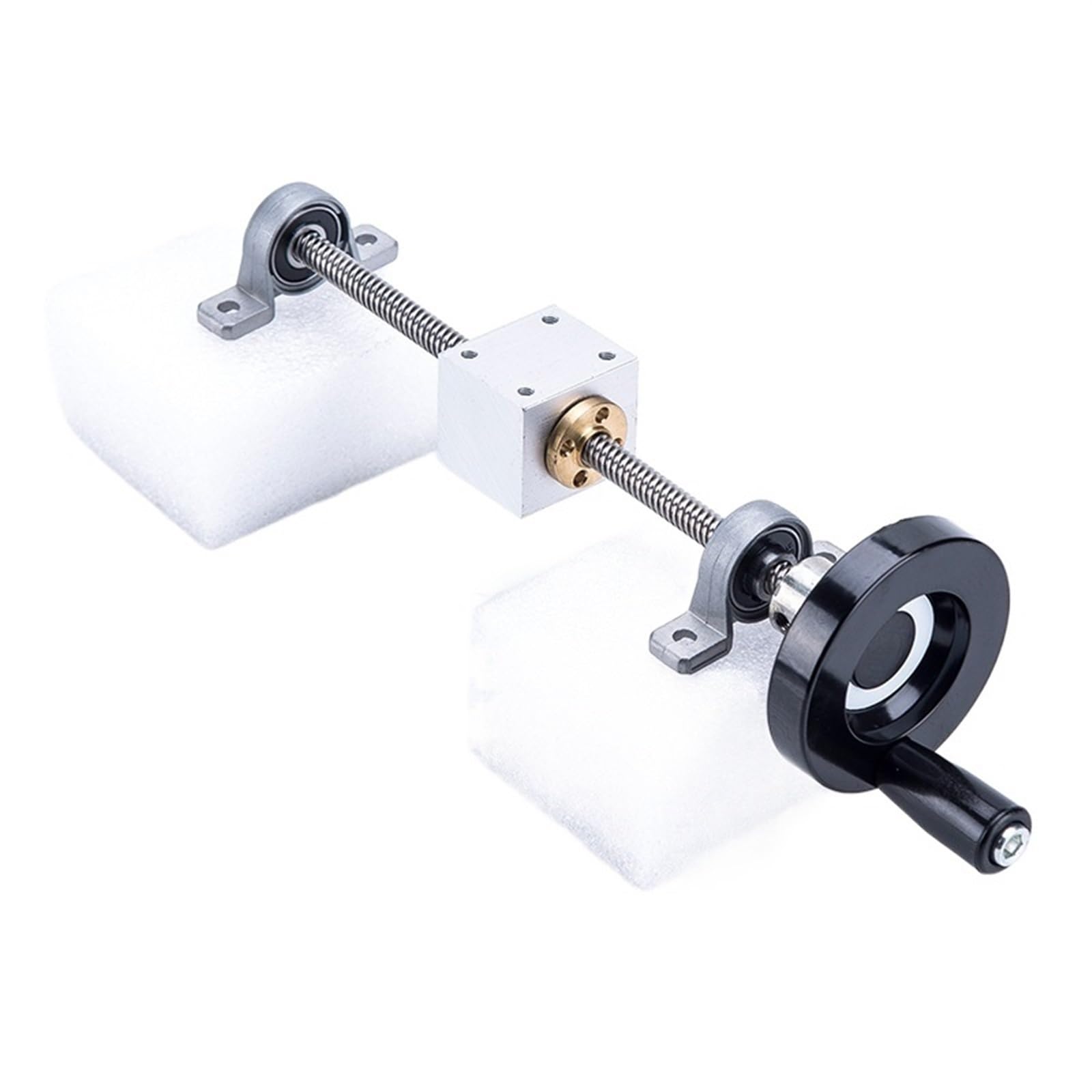 Threaded Backlash T10 Lead Screw Guide Rail with Handwheel Set 2mm 4mm 8mm 12mm Lead Screw Rod with Brass Nut Bearing Housing Bracket Screw trapezoidal (Color : Lead 10mm Vertical Set, Size : 300mm