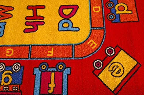 image for Mybecca Kids Children Educational ABC Fun Alphabet Train Area Rug 5' x