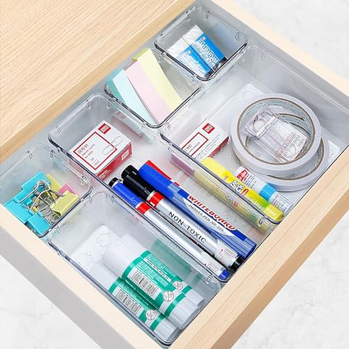 Image of mechdel Makeup Organizer /Makeup Box For Storage /Make Up, Cosmetic, Skincare Organiser For Women /Elegant Makeup Vanity With Transparent Drawer /Makeup Cosmetic (16PCS-DRAWER ORGANISER)