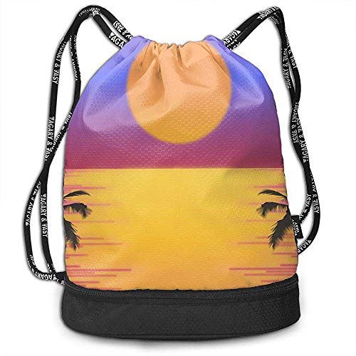 MarkCine-! Gymsack Drawstring Bag Borse da Palestra con Coulisse con Stampa Alba tropicale dell'albero - Borse da Palestra semplici