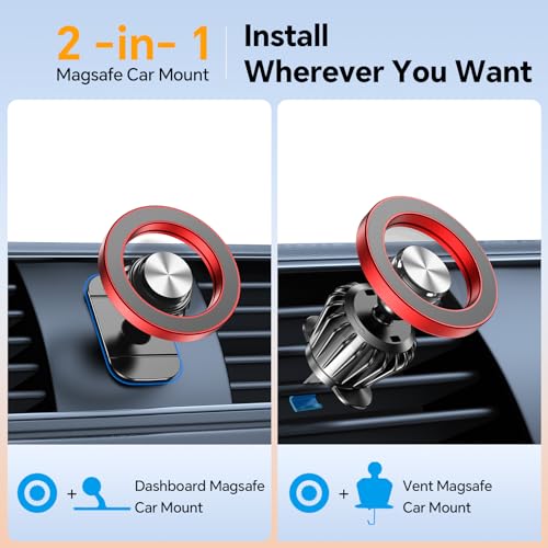 Kaistyle for Magsafe Car Mount【20 Strong Magnets】Magnetic Phone Holder for Car Phone Holder Mount Dash Mounted Holders Cell Phone Holders for Your Car Accessories for Women Men for iPhone 17 16 15 14