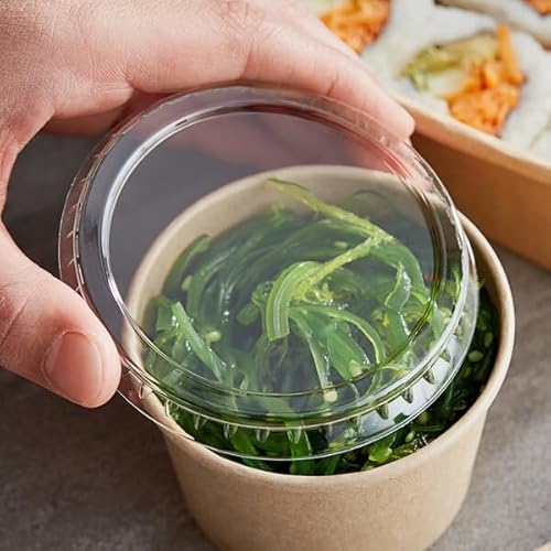 HOT BARGAINS 200 X 4oz Kraft Paper Sauce Pots with Reusable Lids Small Pots Round Container with Airtight Clear Lids for Ketchup, Chutney, Dips and Sauces (120ml) (4, Round, 200, KT - 2OZ) - Image 2