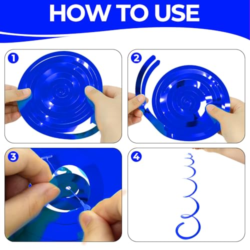 Image of 24 PCS Blue Hanging Swirl,Sparkle Ceiling Hanging Decorations, Plastic Streamer Party Decorations with Double-Swirls and Single-Swirls for Birthday Decorations,Graduation,Independence Day,4th of July