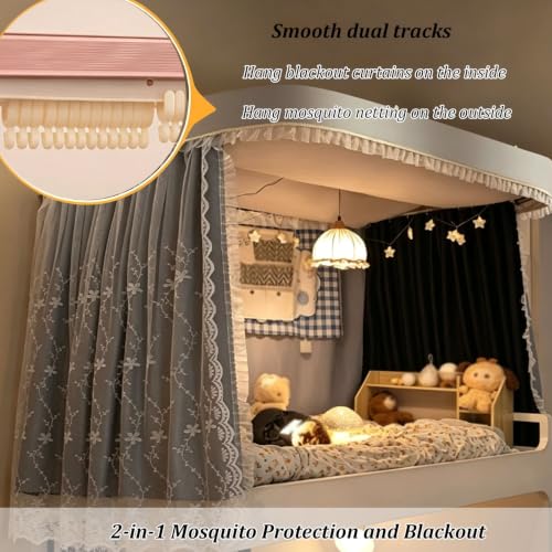 Dosel plegable tipo tienda ajustable con cortinas para litera de estudiante 5