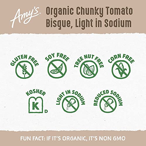 Amy's Soup, Gluten Free, Organic Chunky Tomato Bisque, Light In Sodium, 14.5 Ounce (Pack Of 12) #TOP2