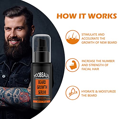 Beard Growth Oil, Beard Growth Serum, 60Ml Naturally Powerful, Full, Thick, Masculine Facial Hair Treatment For Men, Beard Oil For Men Growth, Grow A Thicker Beard Fast, Beard Oil For Beard Growth #TOP1