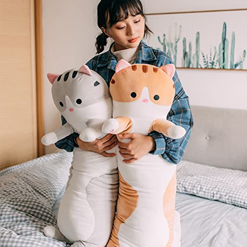 Bobomon Katze Kuscheltier stofftier Katze langes Kissen riesen XXL Kawaii groß plüschtier plüschkatze Cute seitenschläferkissen cat plushie (Rosa, 50cm)