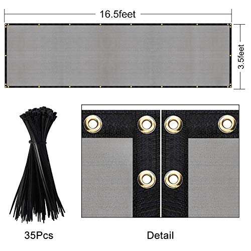 Image of DearHouse Balcony Privacy Screen Cover, 3.5ft x16.5ft Privacy Screen Balcony Shield for Porch Deck Outdoor Backyard Patio Balconys, Includes 35 pc Cable Ties