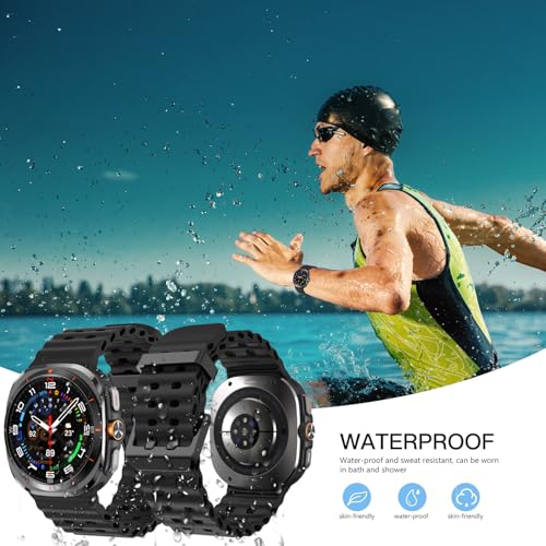 Compatible for Samsung Galaxy Watch Ultra Bands 47mm (2025/2024), Breathable Waterproof Replacement Soft Silicone Sport Strap Compatible for Samsung Watch Ultra Band Men Women (Black/Grey/White/Orange/Red/Yellow) by Epoosuo - Used condition - Image 2
