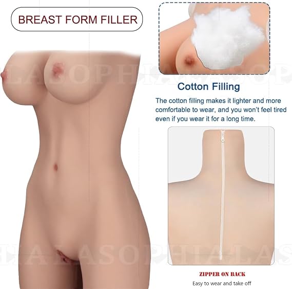 Crossdressing Full Silicone Bodysuit Back Zipper High Collar Style Ankle-Length Soft Fake Jumpsuits for Transgenders
