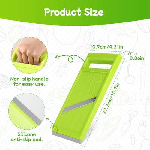 FORNORM Handheld Mandoline Vegetable Slicer, Portable Vegetable Chopper, Stainless Steel Potato Slicer, Manual Kitchen Chopper for Potatoes, Carrots, Onions (Green) - Image 8