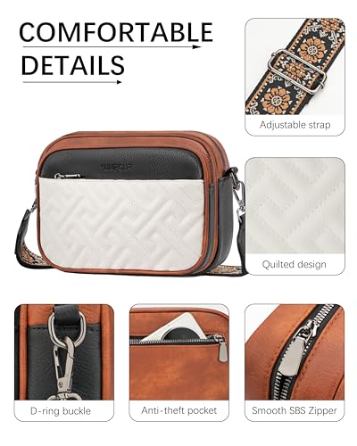 Image of Crossbody Bags for Women,Multi-Pocket Leather Crossbody Purse | RFID Blocking Pockets,Fits iPad,Adjustable Wide Strap,Quilted Exterior,8 Card Slots,Gift Ready