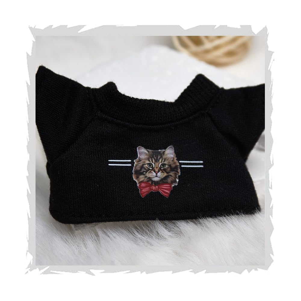Zestaw ubrań dla La Bubu - ręcznie wykonane 5-częściowe ubrania La Bubu, stylowe ubrania La Bubu z - czarny kot T-shirt w kratkę zestaw spódnicy, multi, Normal