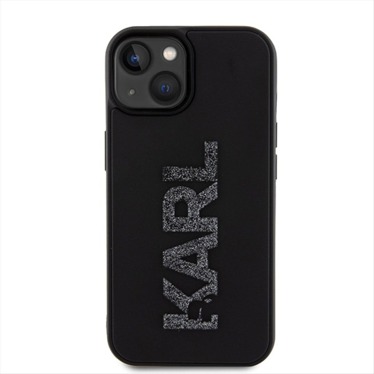 Karl Lagerfeld KLHCP15M3DMBKCP - Custodia rigida per iPhone 15 Plus 6,7, con logo 3D in gomma e glitter