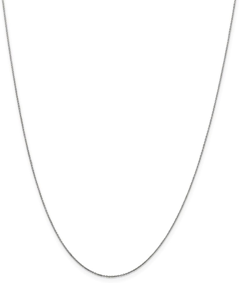 10k White Gold .6mm Solid Diamond-Cut Cable Chain Necklace