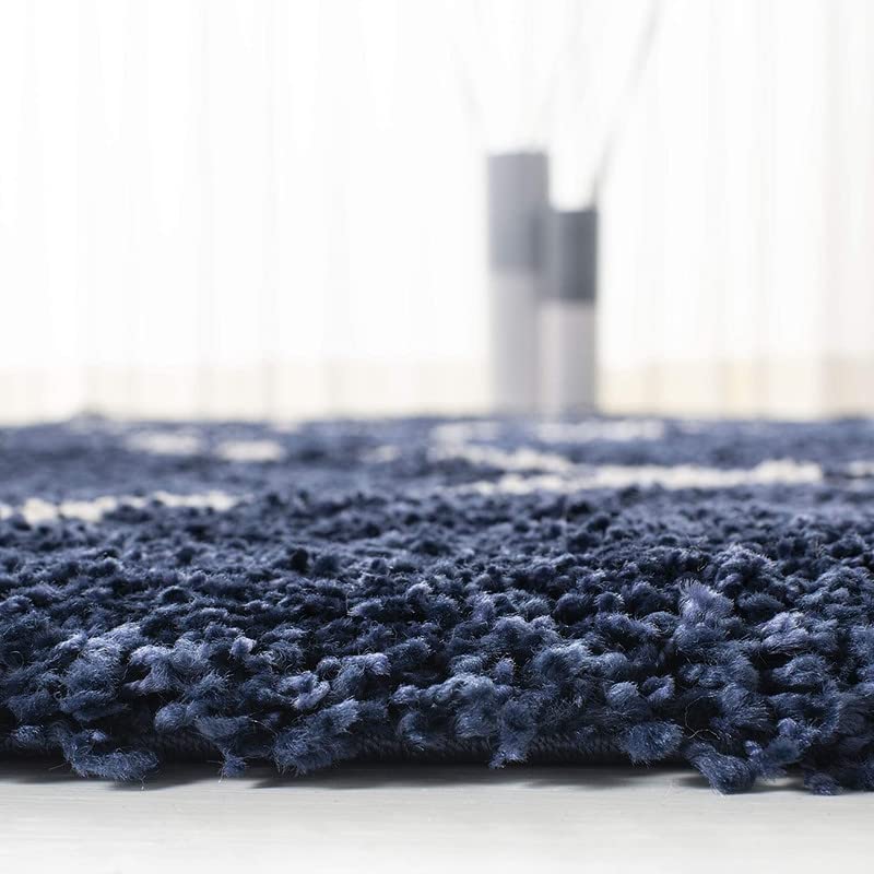 Image of Shaggy Carpet for Living Room Bedroom 2X6 FEET Fluffy Plush Area Rug, Thick Fur Floor Carpet Modern Cozy Rug for Home Decor, Kids Room Bedside Hall, Durable Comfortable Shaggy Rug (B6 BlueIvoryy,)