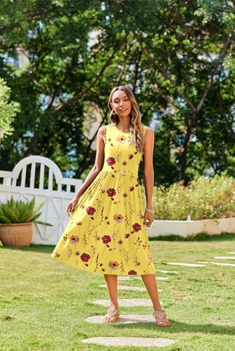 Image of Zeagoo Women's Summer Tank Midi Dress with Pockets Floral Sleeveless A-Line Casual Loose T-Shirt Dresses Beach Sundress 2026