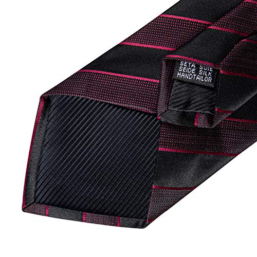 Image of DiBanGu Mens Striped Tie Silk Woven Necktie and Pocket Square Cufflinks Tie Clip Set Wedding Business Formal Gift Tie for Men