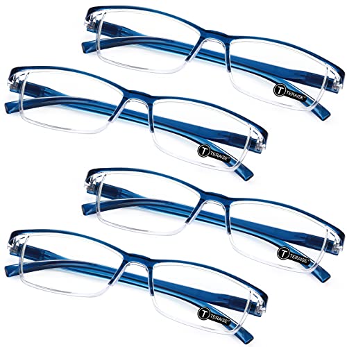 Image of TERAISE Anti Blue Light Reading Magnifier for Men and Women, Blue, 4.00x