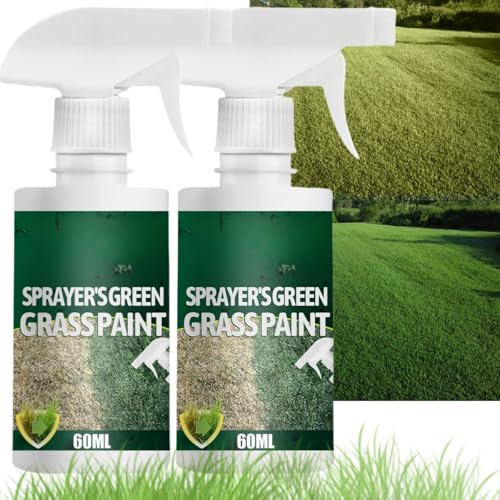 2pcs Fast Green Spray Grass,Grass and Shrub Renew Spray Paint,Natural Green Lawn Paint,Green Grass Lawn Spray,Liquid Grass Seed Spray Lawn Care,Green Grass Spray Paint,Pet Friendly Spray for Grass