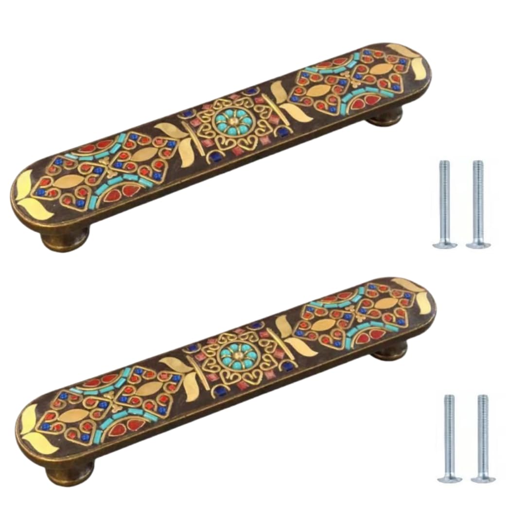 Keramik Moebelknopf 2 Stück Schrankknöpfe Im Chinesischen Stil Für Schranktüren Und Schubladen Griffe Aus Legierung 128mm Grüngold 128mm
