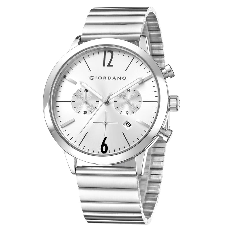 Image of Giordano Analog Chronograph Watch for Men - Round Dial, Date Display Function, Quartz Movement, Water Resistant, Stainless Steel Case & Strap - GZ-50153