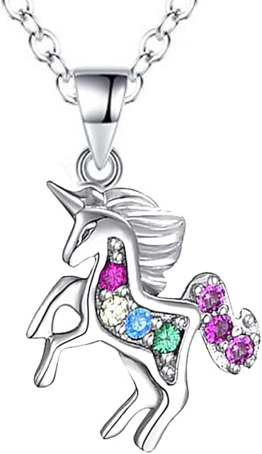 baobei unicorn necklace for women 925 Sterling Silver multicolour Zirconia unicorn pendant necklace for Women Girls Kid, birthday gift