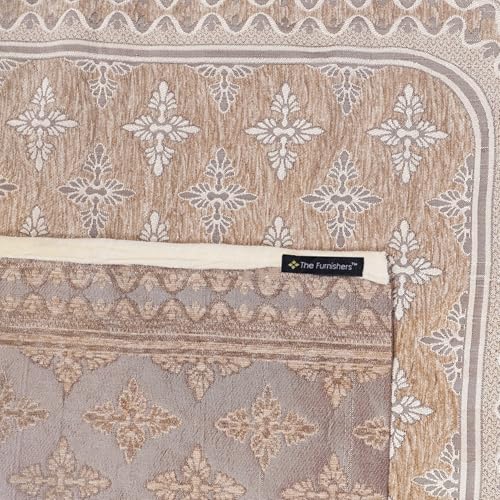 Image of Premium Chenille Woven Anti-Slip 1 Seater Sofa Cover | L-Shape Sofa Seat Protector for Living Room | Durable & Stylish Slipcover - Copper Brown - Floral