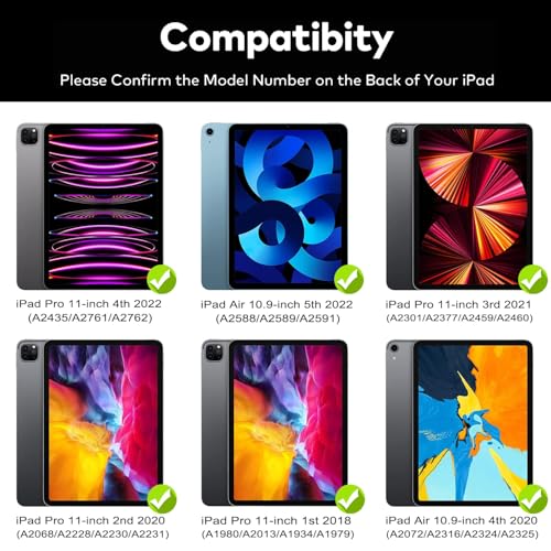 Image of GGH Keyboard Case for iPad Pro 11 Inch & Air 11 inch M4 /M3 /M2, Black | 10-Color Backlight Keyboard with Pencil Holder, 360 Rotatable, Compatible with iPad Pro 11 1st-4th Gen & Air11 M2 /M3 /M4