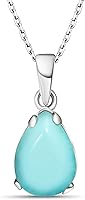 Vista 30 de 925 Sterling Silver Gemstone Necklace - Gemstone Teardrop Necklace - Birthstone Necklace for Women Silver - Pear Gemstone Pendant - Silver Jewelry