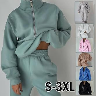 Litthing Tracksuit Womens Full Set Lounge Wear Sets 2 Piece Ladies Fleece Tracksuits Comfort Long Sleeve Activewear Zip Coat Tops Trousers Sets Fashion Casual Thermal Autumn Winter
