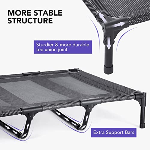 Hicc Pule Cooling Elevated Dog Bed, Portable Raised Pet Cot Bed With Stable Frame & Durable Supportive, Breathable Textilene Mesh, No-Slip Feet For Indoor & Outdoor Use, X-Large, Black #TOP3