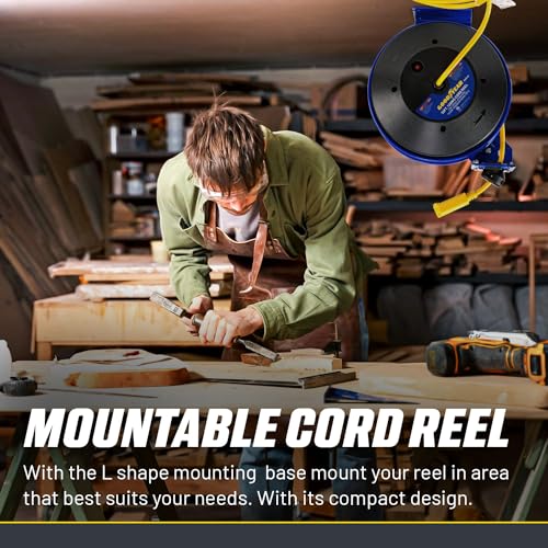 Image of Goodyear Retractable Extension Cord Reel Industrial, 12AWG x 80 ft