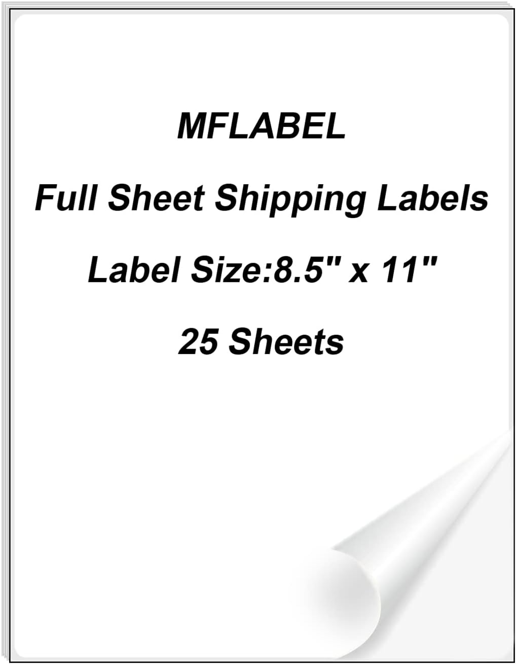 MFLABEL Full Sheet Sticker Paper - 25 Sheets 8.5" x 11" White Matte Printable Vinyl Labels for Inkjet & Laser Printers, Permanent Adhesive for Shipping, Address, Packaging & DIY Crafts