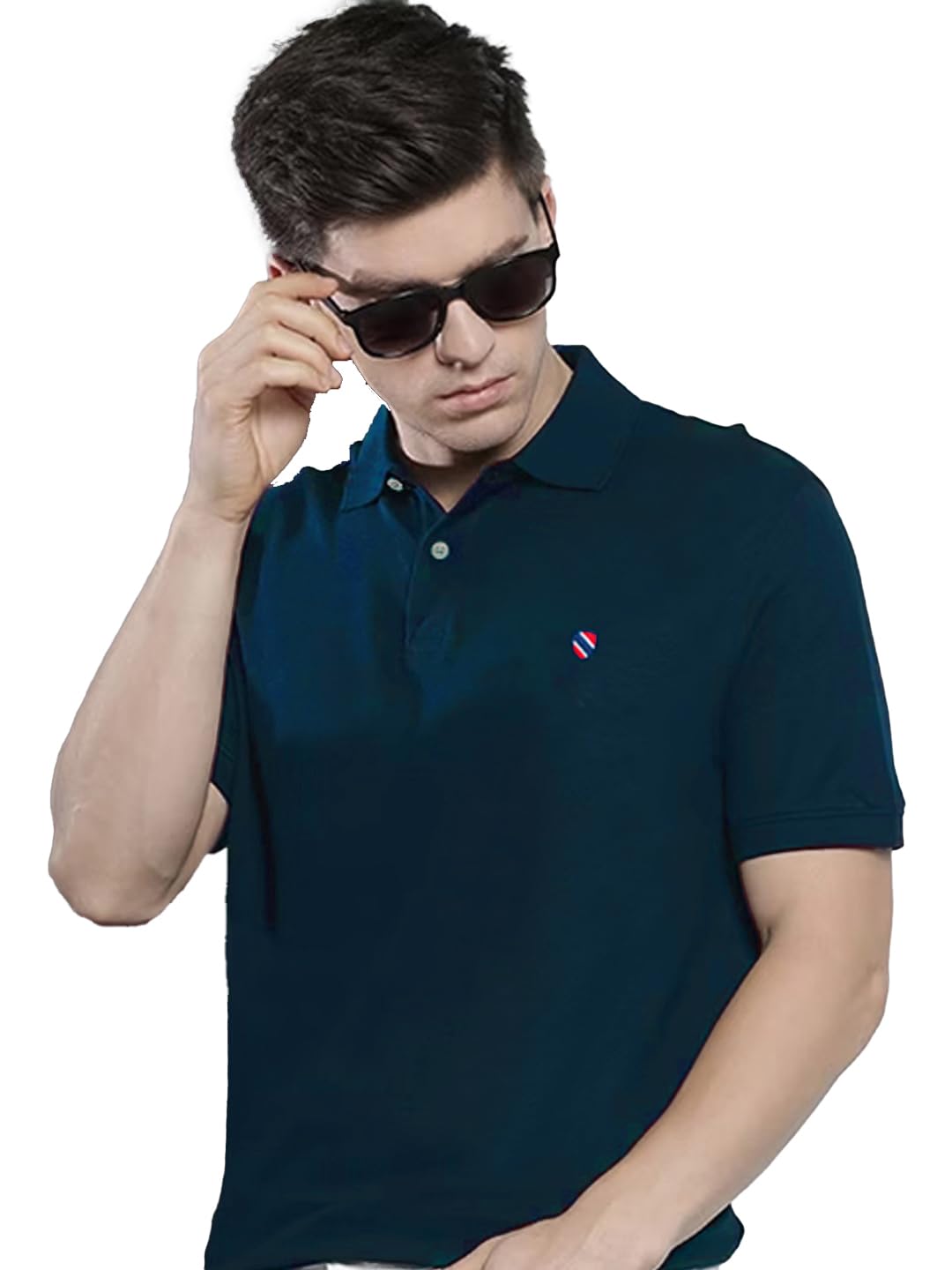 Merriment Men's Blue Half Sleeves Solid Polo T-shirt-ZZ1002-AIRFORCE-picture-55