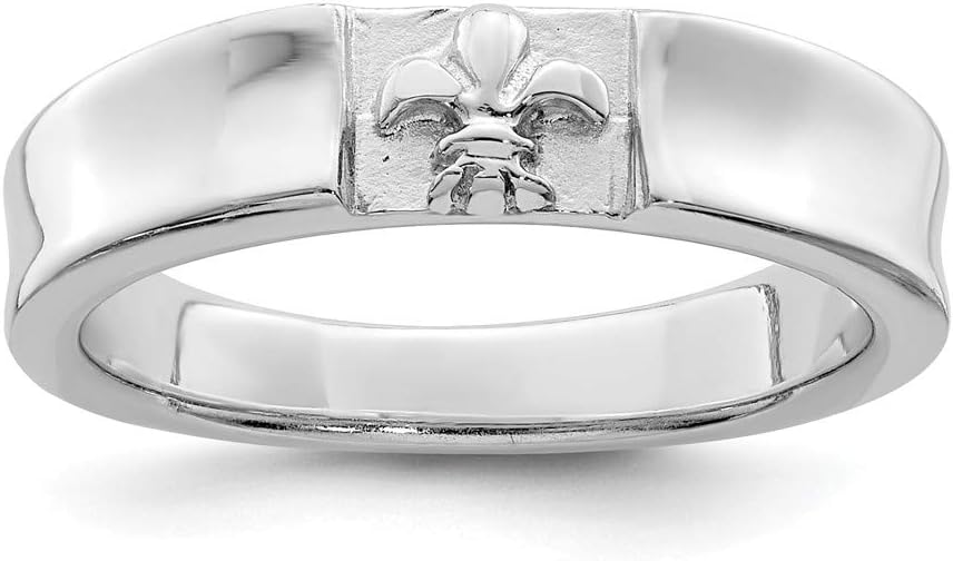 Solid 925 Sterling Silver Fleur Dis Lis Ring Band